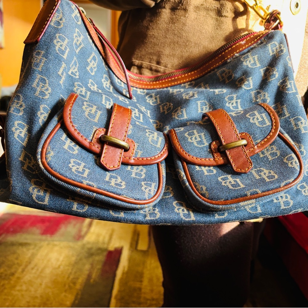 Stylish Blue and Brown Handbag